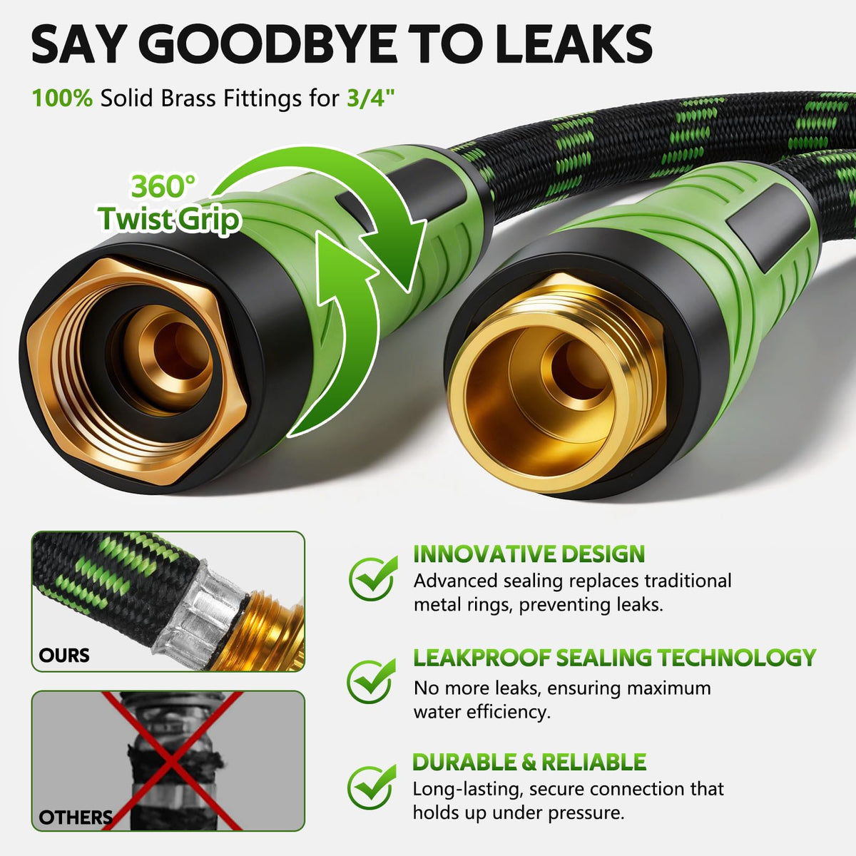 HEYRSUN kink-free hose offers smooth handling during garden tasks.