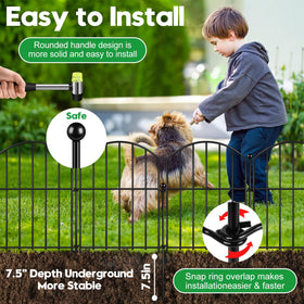 HEYRSUN no-dig fence stakes 17in support quick, tool-free installation.