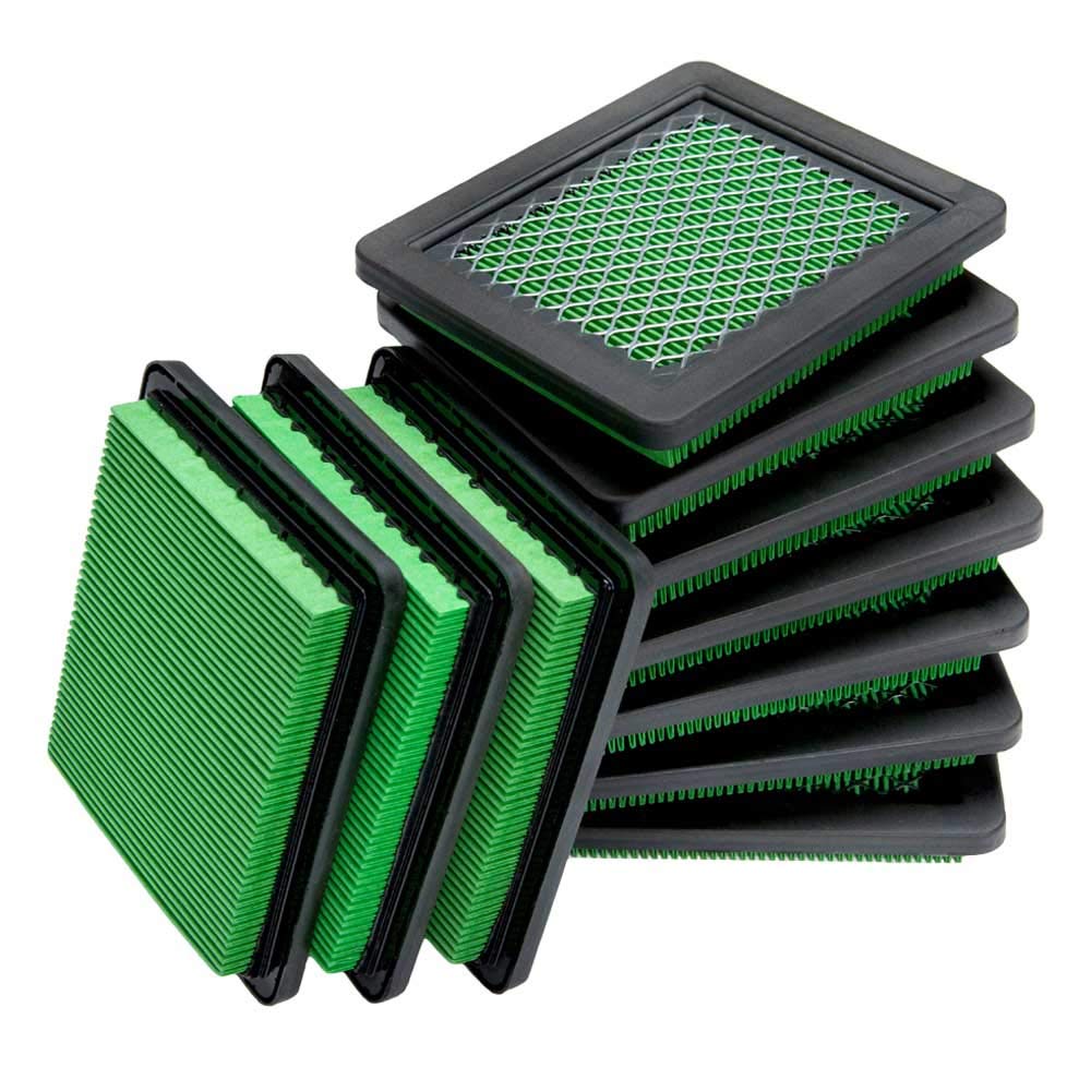 HEYZLASS 10-pack air filter close-up, durable and easy to install for lawn mowers.