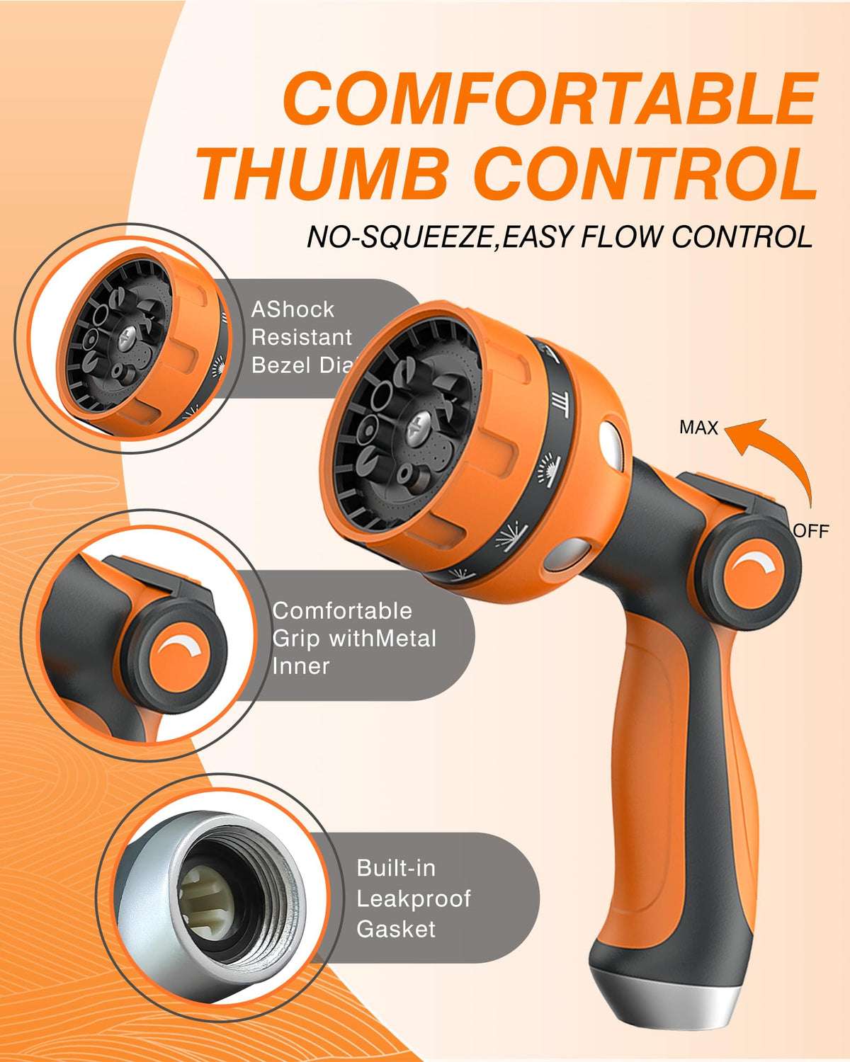 HFDSXS nozzle showing 10 patterns for versatile watering and cleaning tasks.
