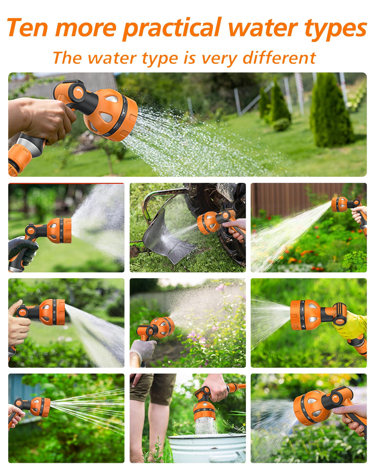 HFDSXS thumb-control on/off nozzle grip designed for comfortable use when wet.