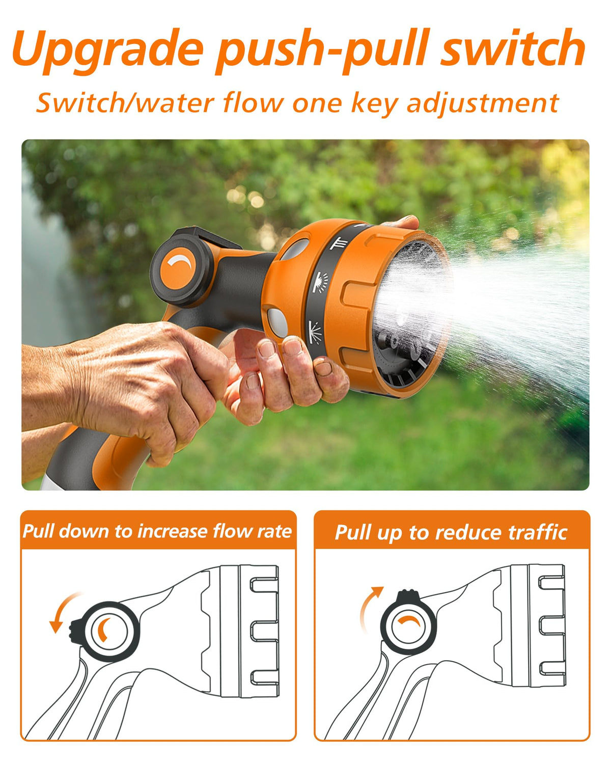 HFDSXS weather-resistant and lightweight nozzle ideal for car washing and patio cleaning.