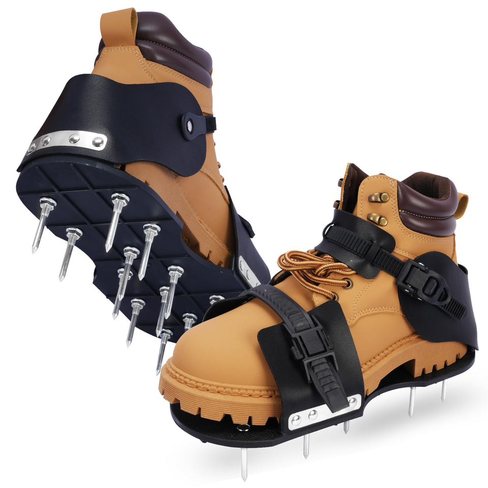HFH Lawn Aerator Shoes with buckle system for secure, slip-free use.