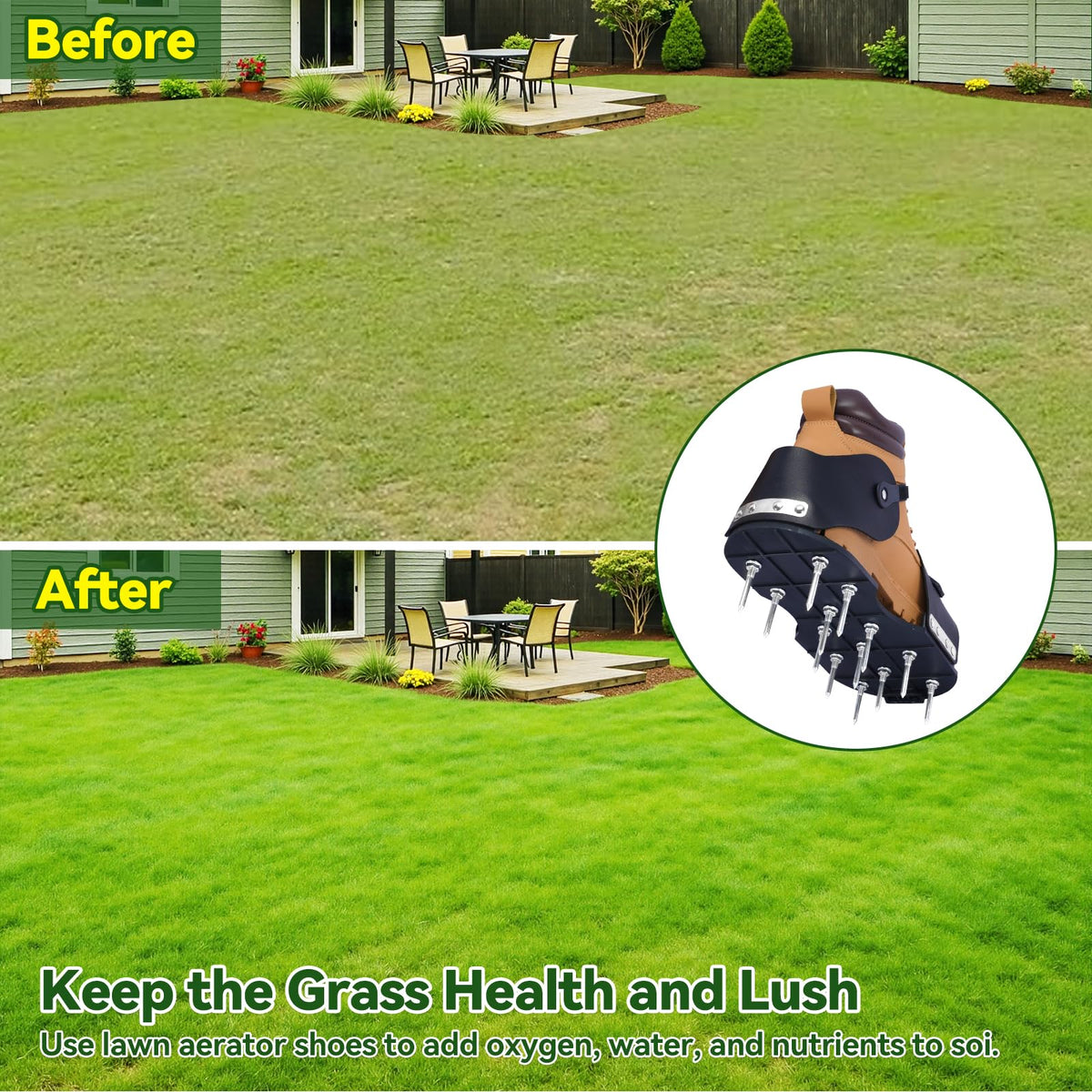 HFH Aerator Shoes provide convenient, affordable lawn care and DIY versatility.