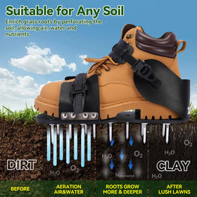 HFH Lawn Aerator Shoes worn while walking on grass aerate naturally.