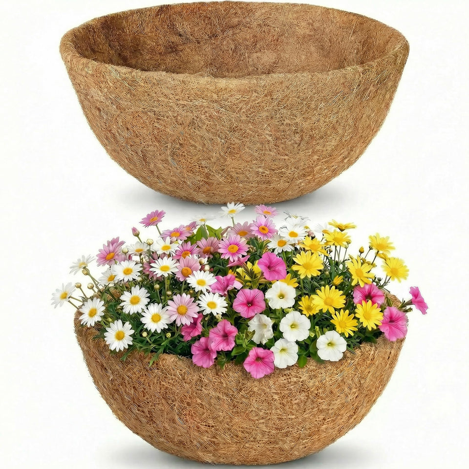 HFHOME 14-inch round coco liner in a basket for improved soil aeration and moisture retention