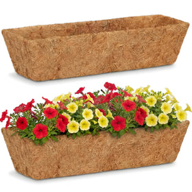 HFHOME 24in coco fiber liner demonstrates precise top-diameter fit for window boxes.