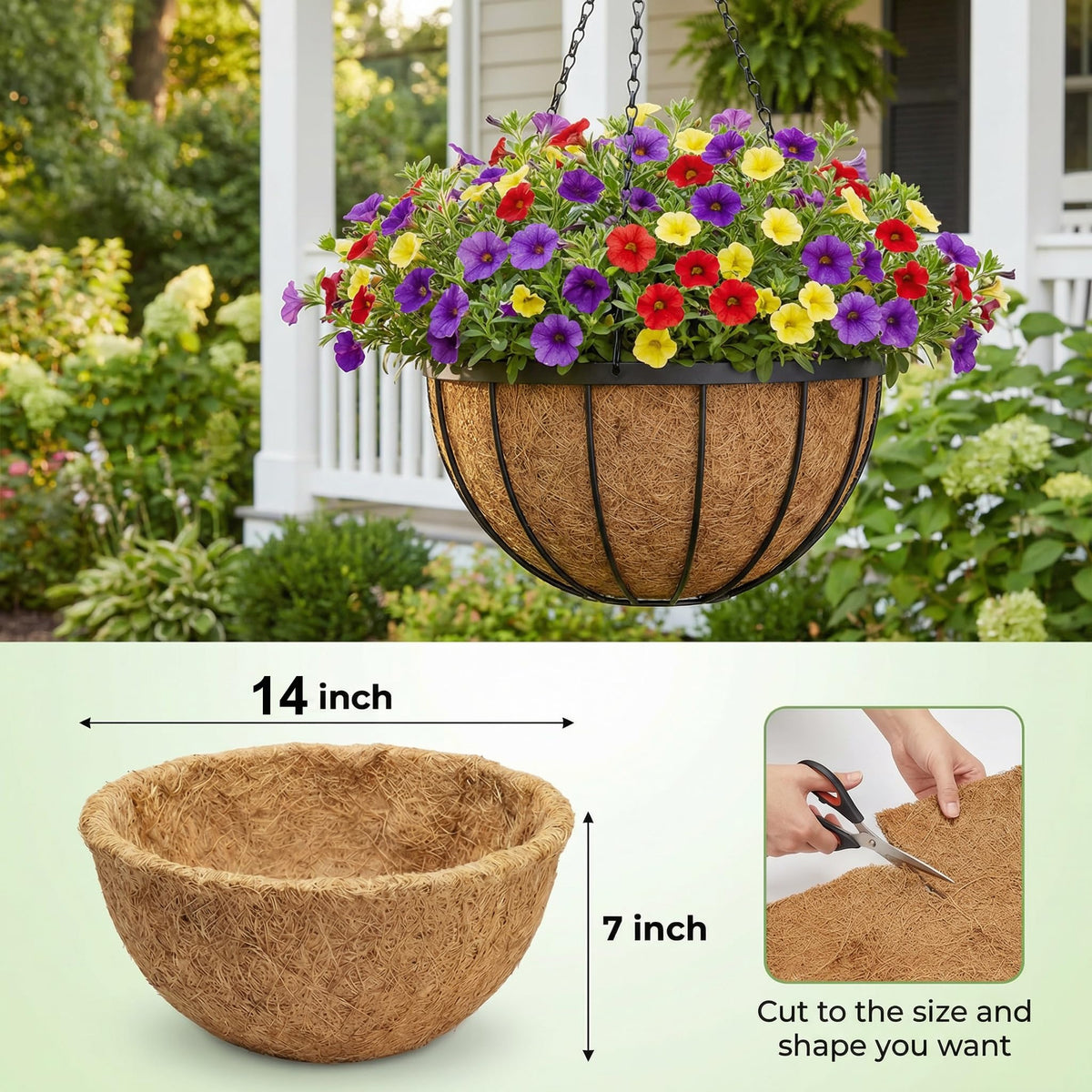 HFHOME coco liner soaking helps it conform to baskets for a snug fit and long lasting use