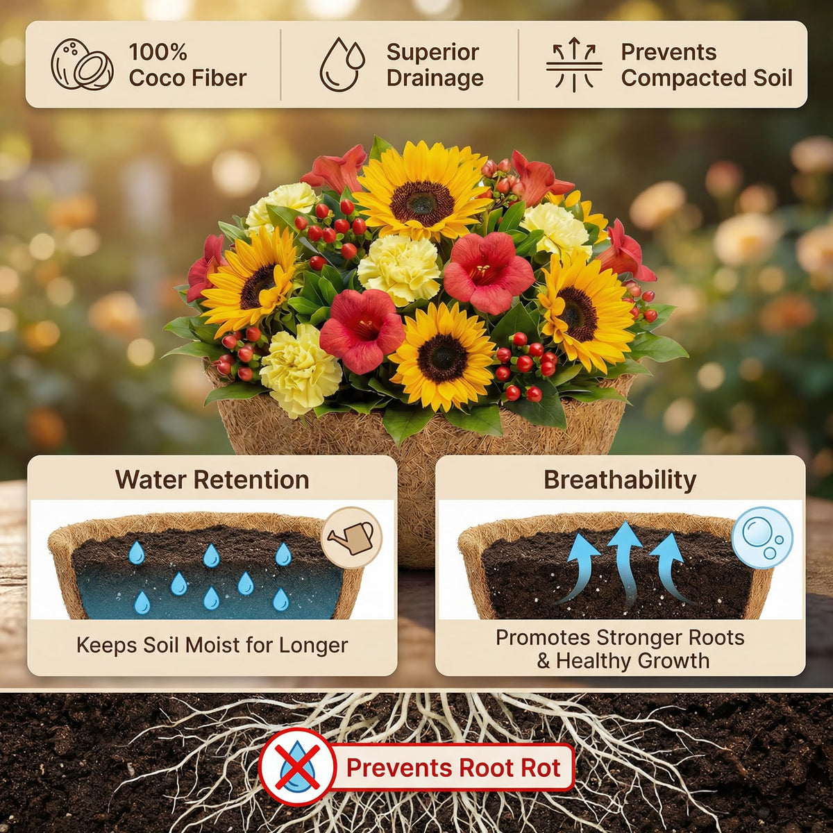 HFHOME coco liner cut to size for a customized planter fit