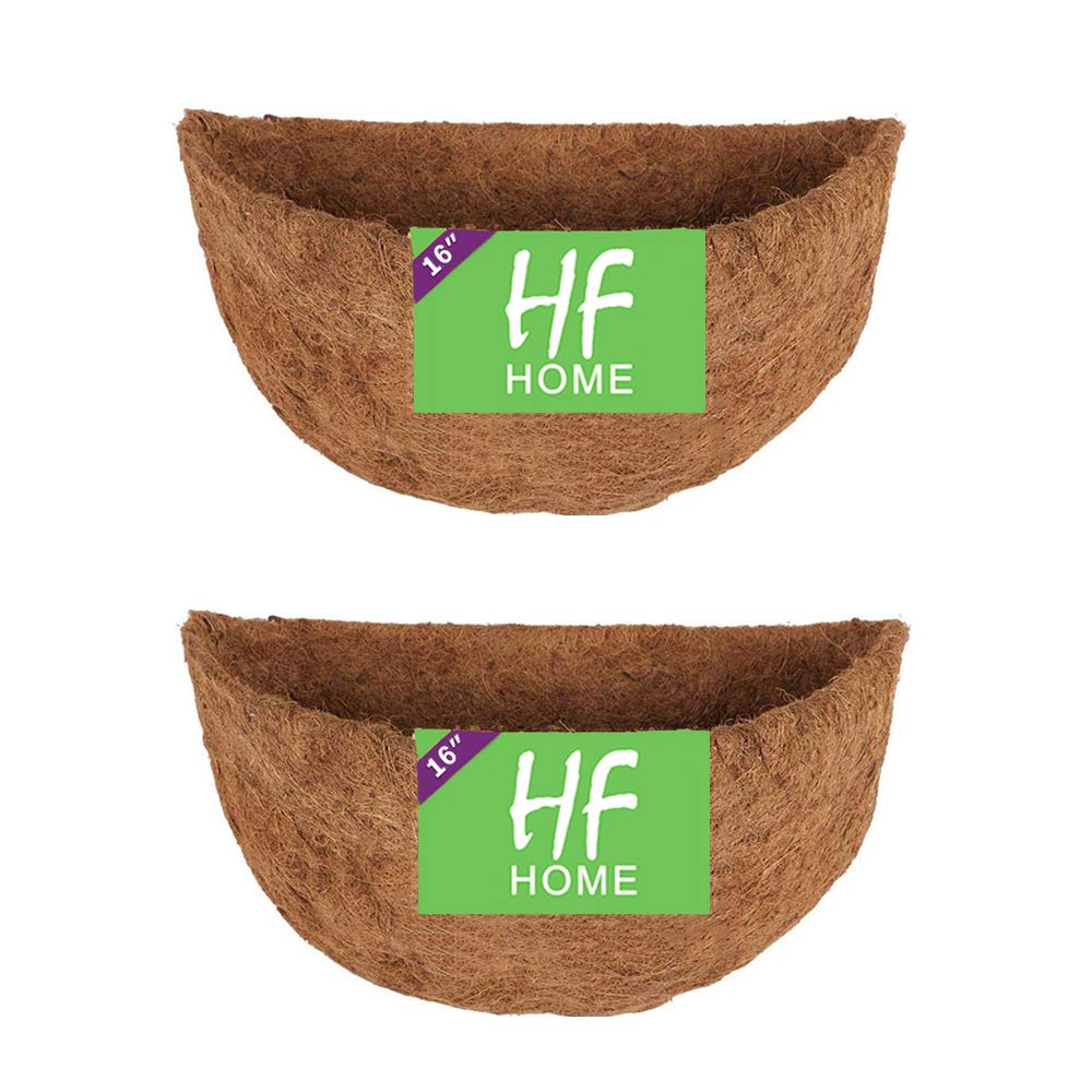 HFHOME half-round coco liner 16in front view showing easy installation and natural fibers