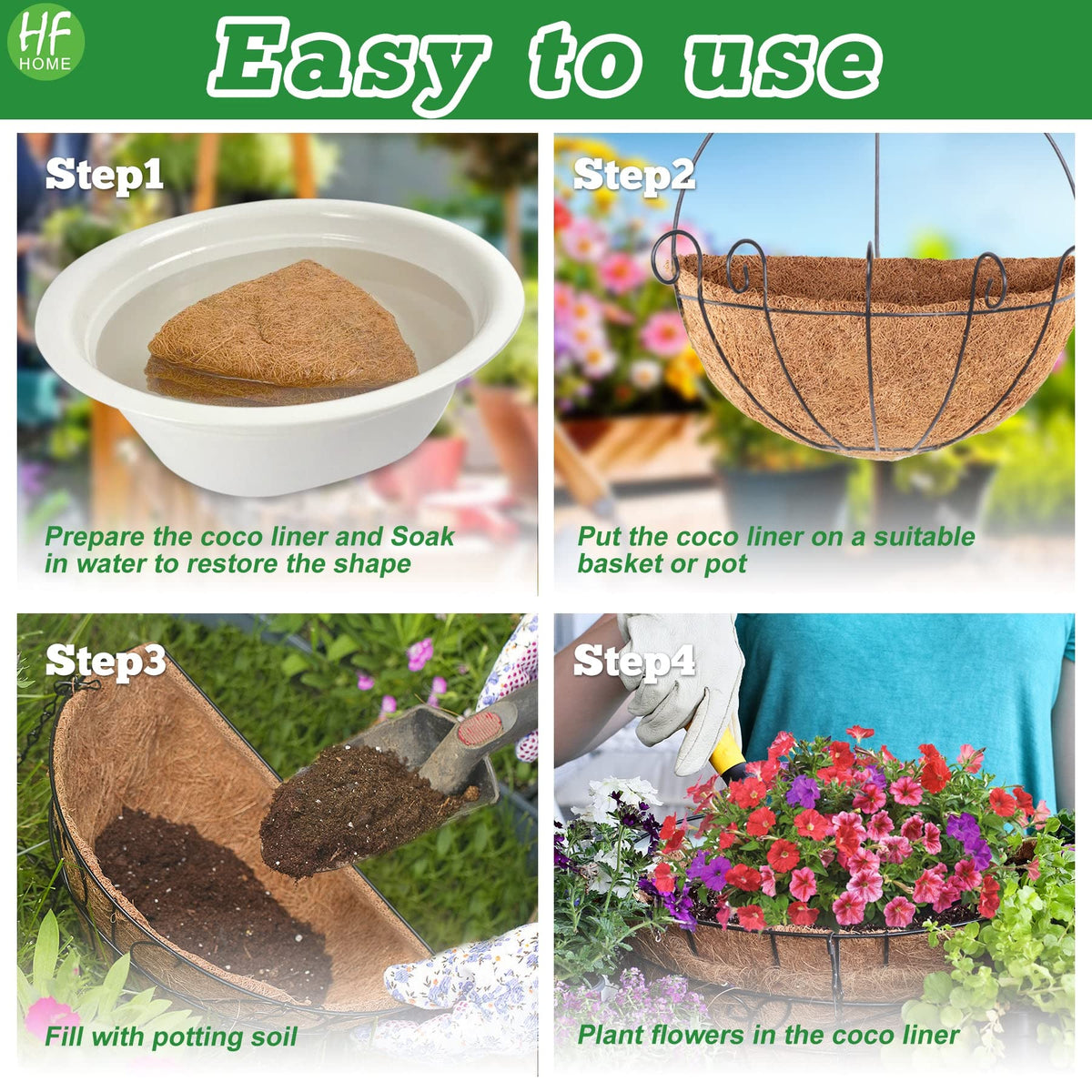 HFHOME wall basket liner 16in assembled ready for use