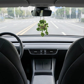 HFZRZFH crochet plant basket with adjustable rope fits car mirror height
