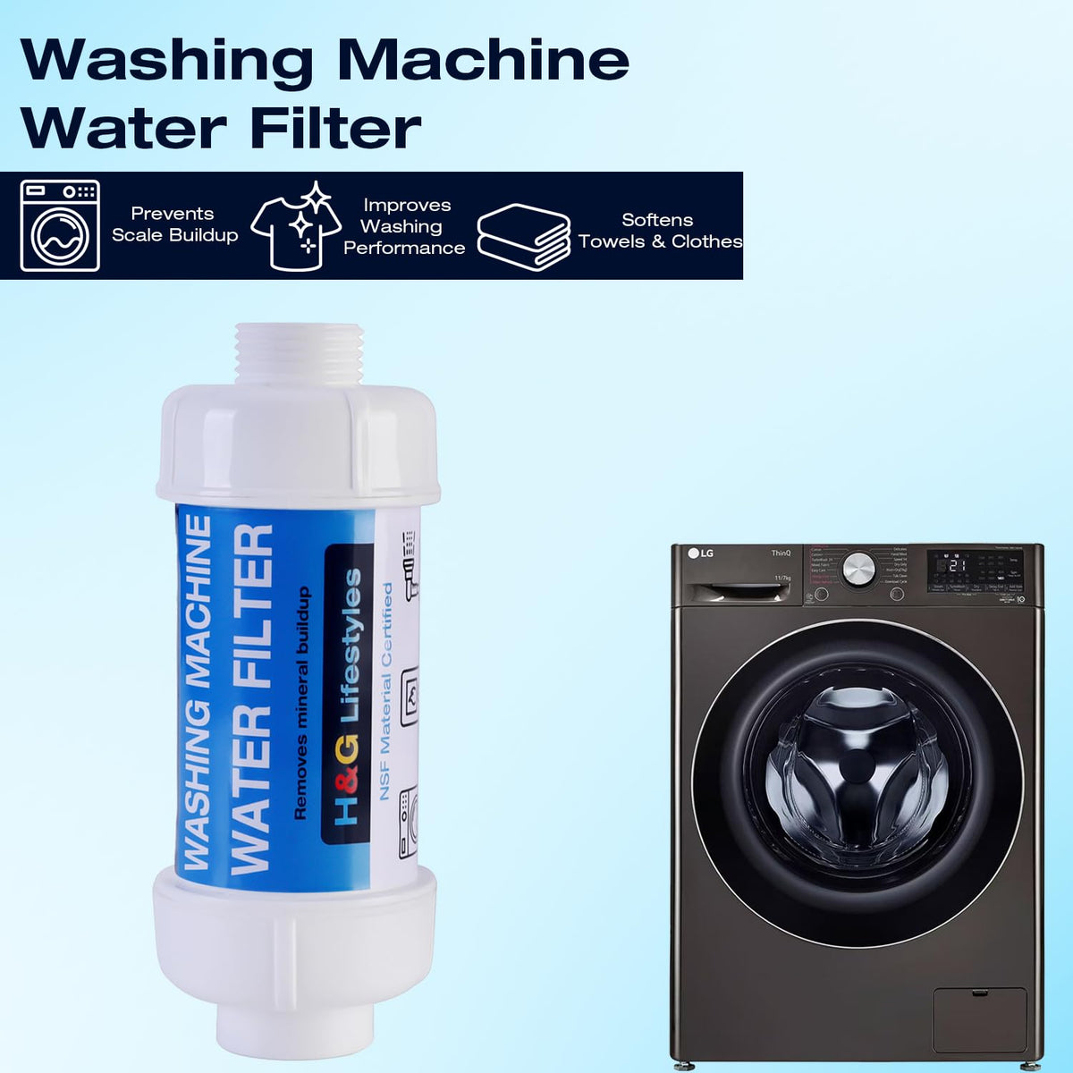 H&G Lifestyles garden hose filter with 3/4 GHT connection supports easy outdoor setups.