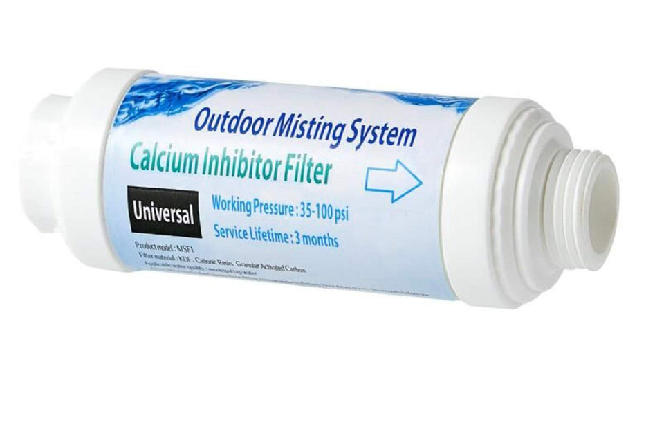 H&G Lifestyles Misting System inline calcium inhibitor filter keeps nozzles clear and efficient.