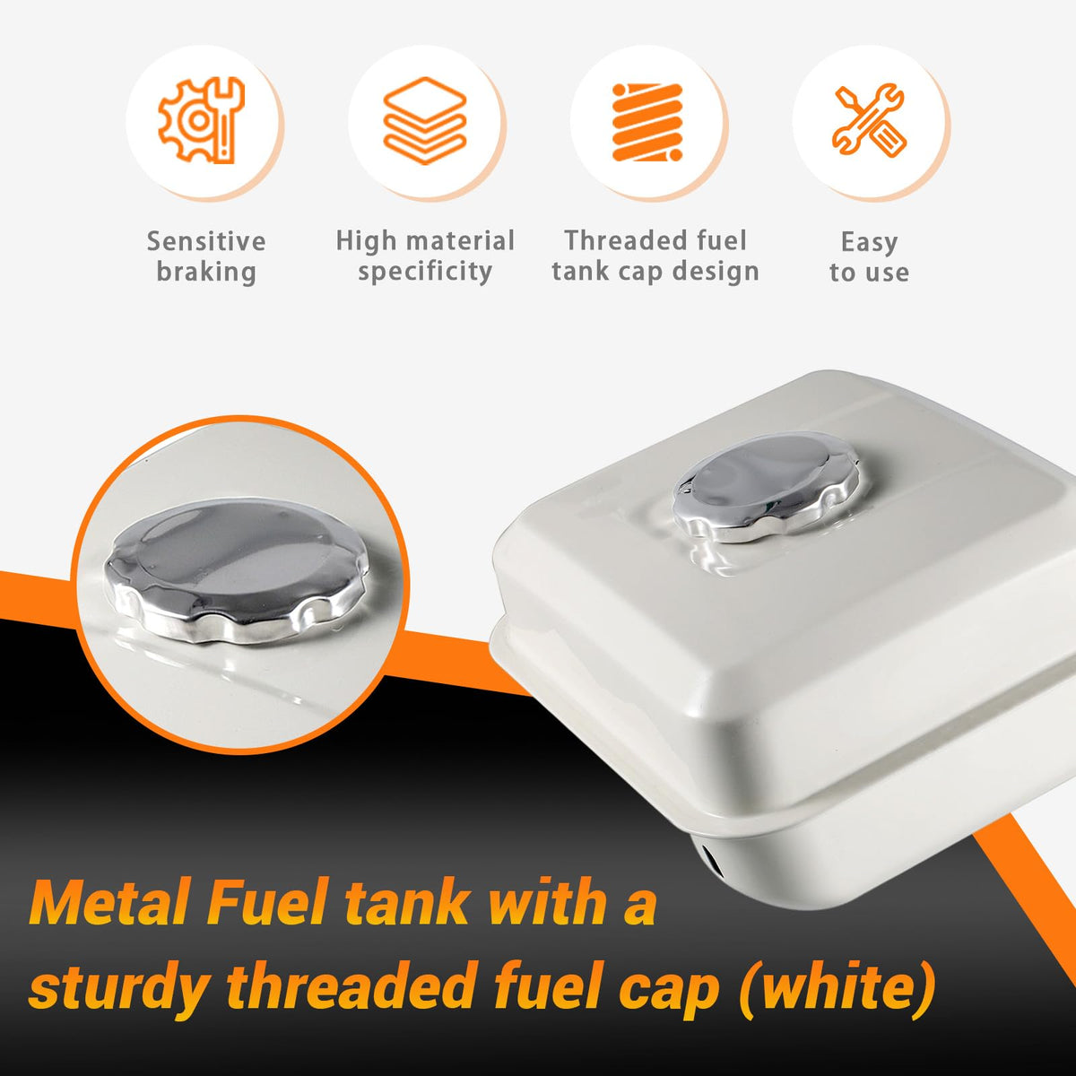 Tank cap with petcock design provides straightforward access.