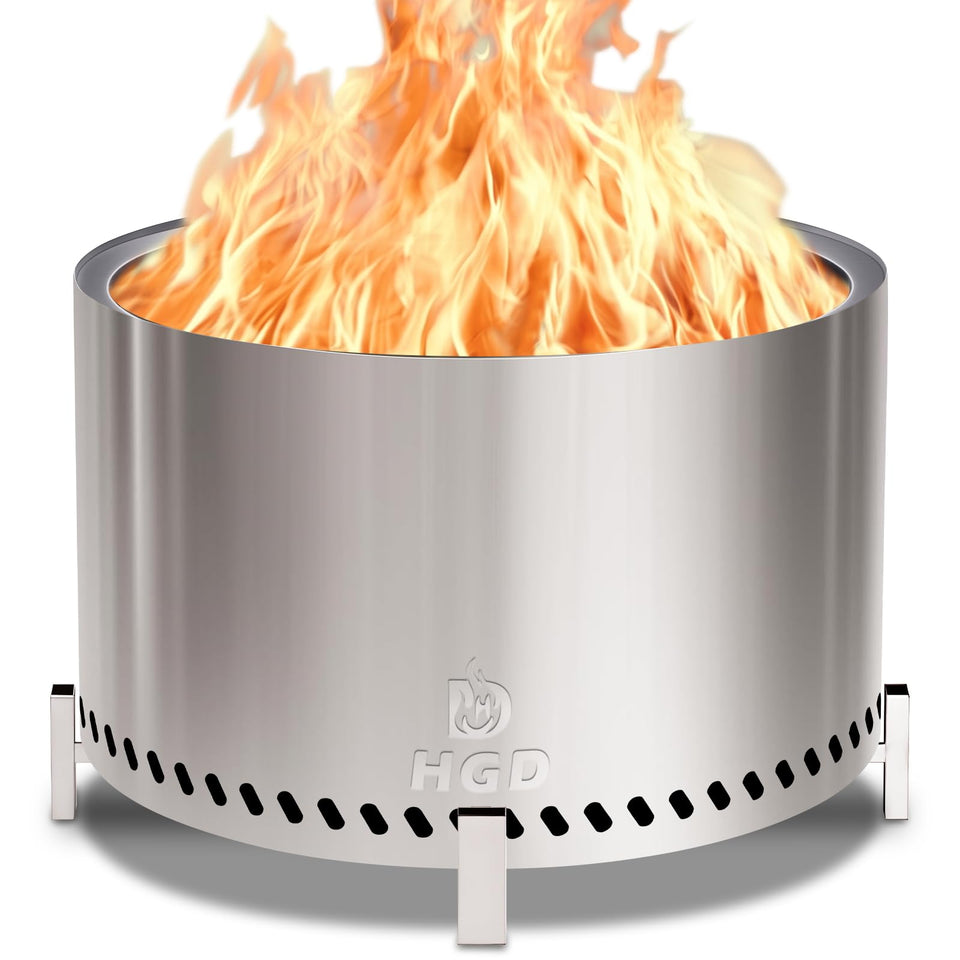 HGD 28-inch smokeless firepit reduces smoke for comfortable outdoor gatherings
