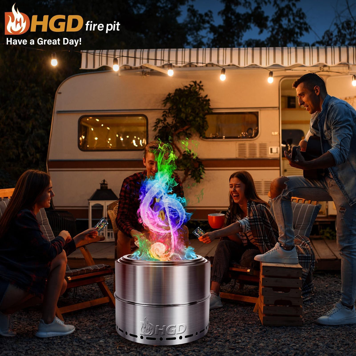 HGD bonfire color-flame packets light up gatherings with rainbow hues.
