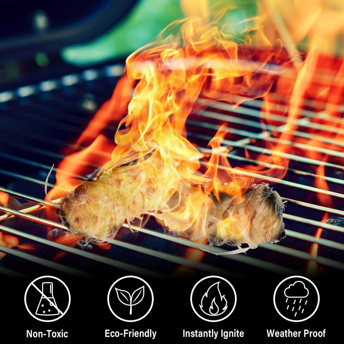 HGD charcoal grill ignition using compact fire starter squares