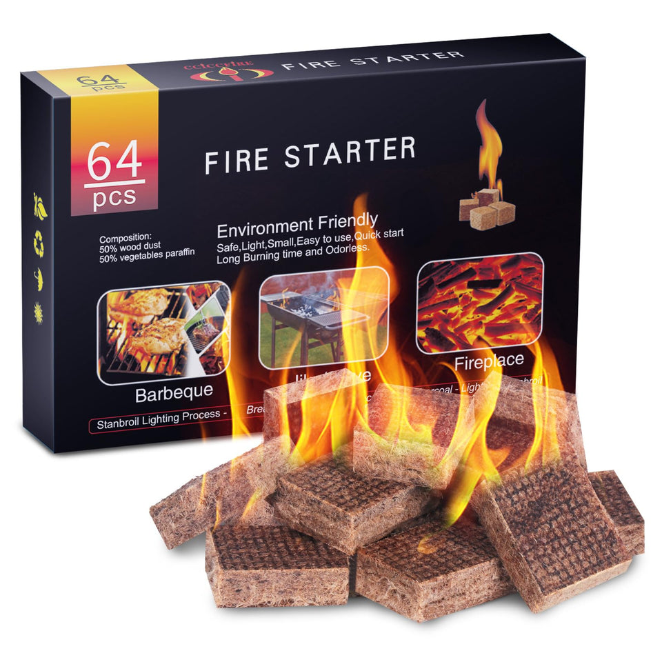 HGD Fire Starter packaging demonstrates quick ignition for outdoor fires.