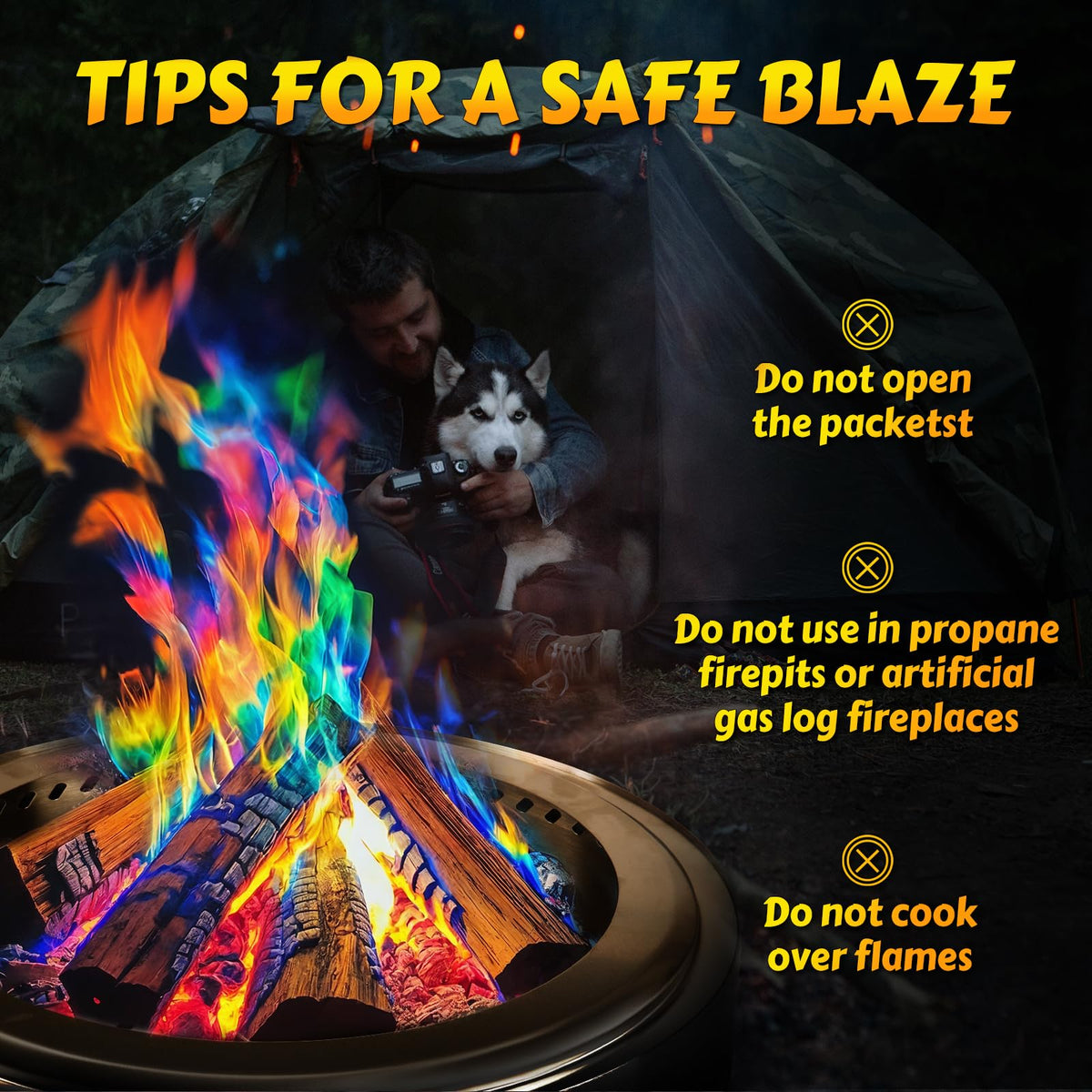 HGD fire color packets offer a convenient kit for camping and backyard nights.