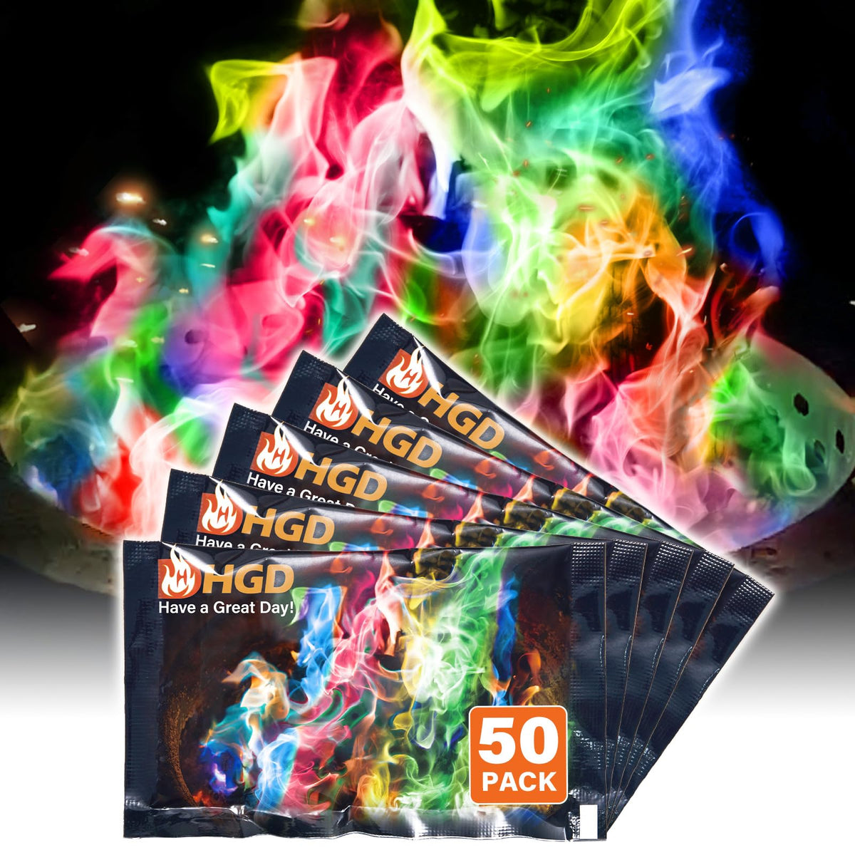 HGD magic campfire packets coloring a fire pit for outdoor ambiance
