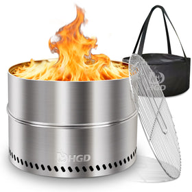 HGD smokeless fire pit 20inch shows compact setup for outdoor gatherings