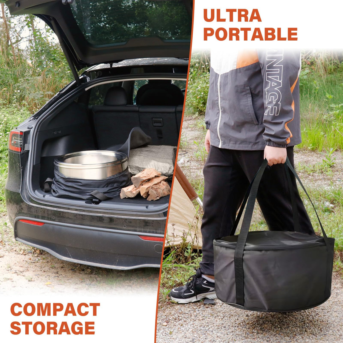 HGD smokeless fire pit portable with travel bag ideal for camping trips