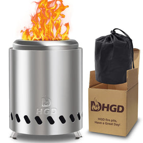 HGD Tabletop Fire Pit close-up highlighting a sleek silver finish and premium durability