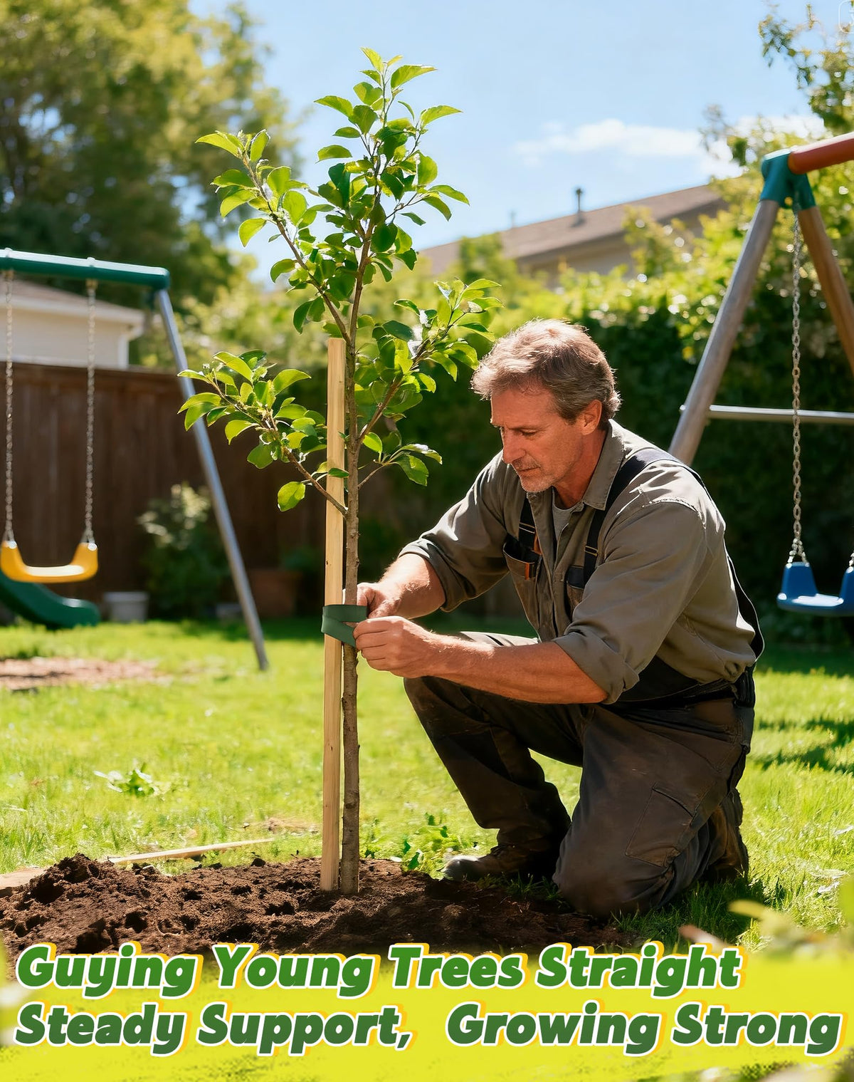 Hguba tree swing strap in use provides a safe tether for backyard play.