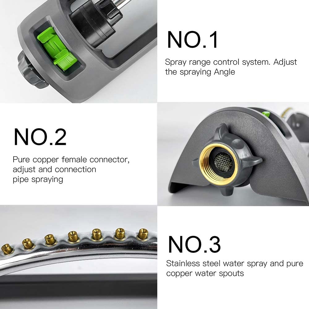 HH Together sprinkler connects to US standard 3/4-inch hoses for easy setup.