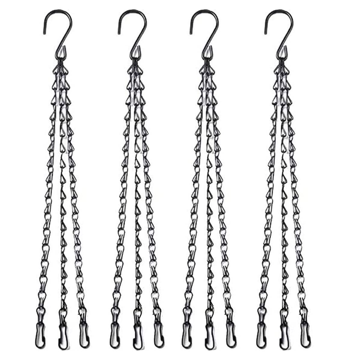 HHTHH 14-inch black hanging chain with hooks suspending planters or feeders outdoors