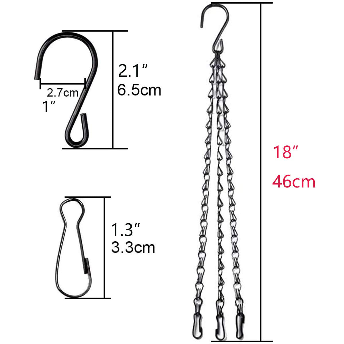 HHTHH chain with hooks for bird feeders, sturdy and rust-resistant.