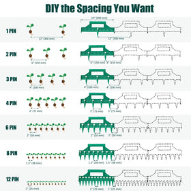 Detachable pins enable customizable seed row spacing.