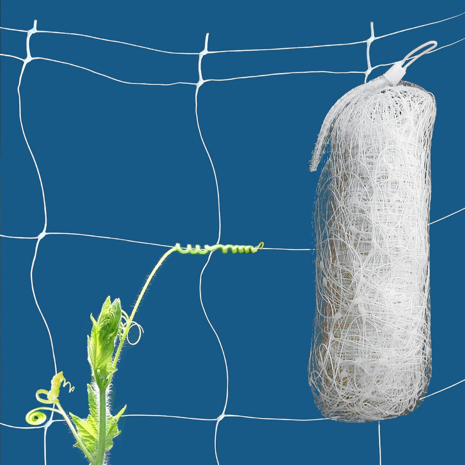 HHTHH White Trellis Netting close-up showing sturdy mesh for vine support.