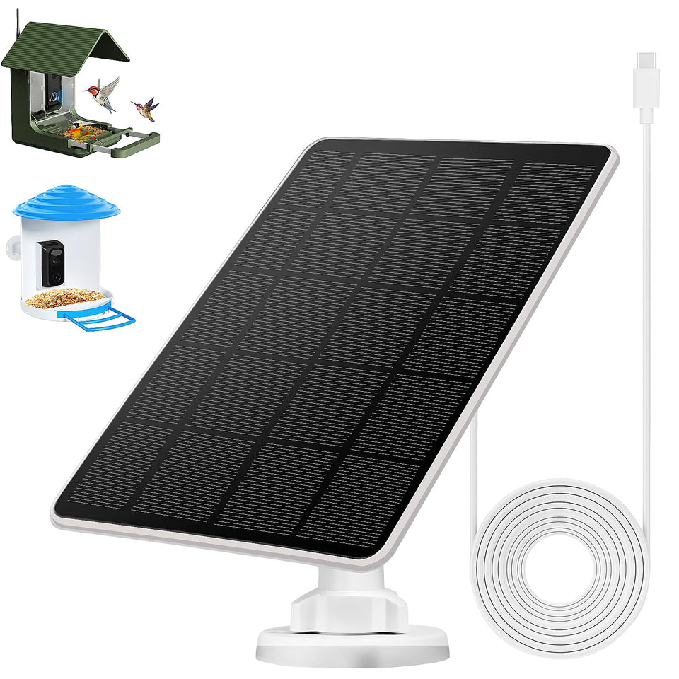 Hhuiyu solar panel for bird feeder front view shows steady 3W charging outdoors