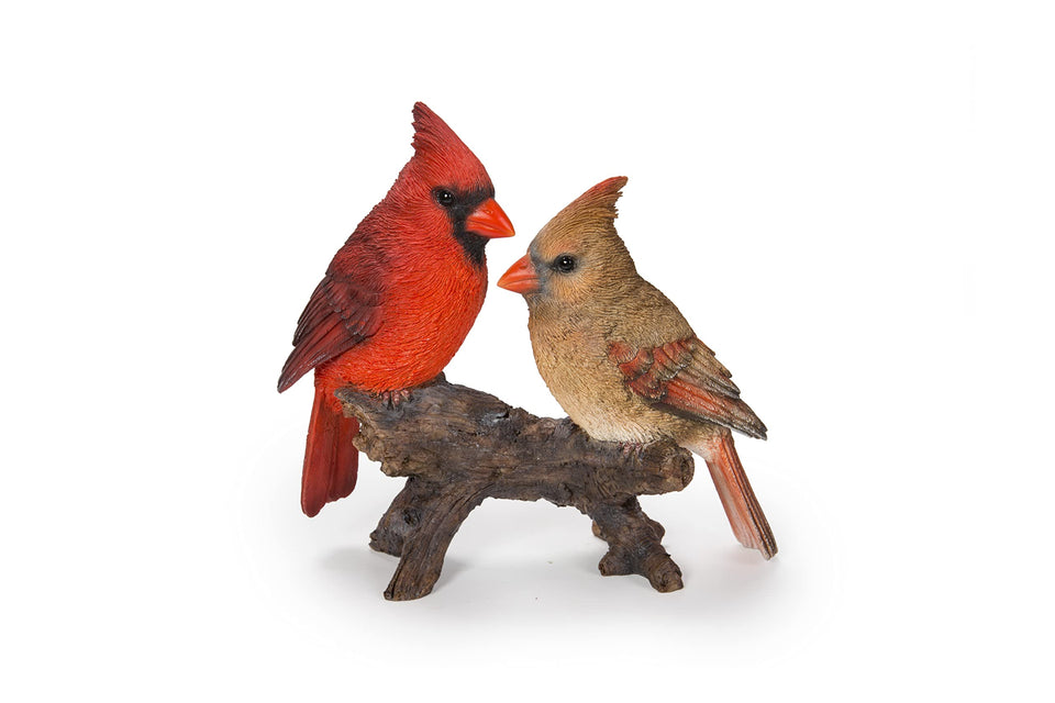 HI-LINE cardinal couple on stump garden statue adds lasting charm to outdoor spaces