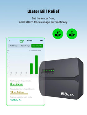 HiOazo app control screen displaying schedules and real-time status.