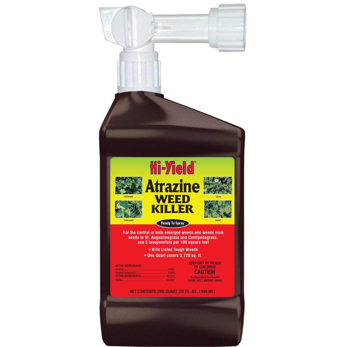 Hi-Yield Atrazine RTS bottle ready-to-spray for lawn weed control.