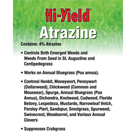 Hi-Yield Atrazine RTS label close-up with coverage guidance.
