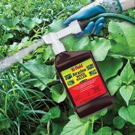 Hi-Yield Atrazine RTS spray action applying targeted weeds efficiently.