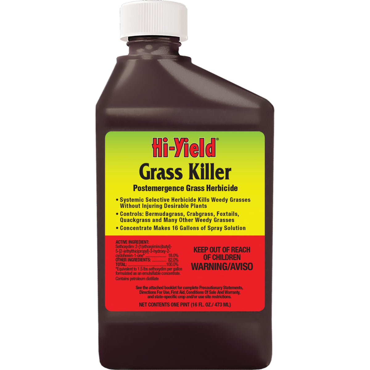 Hi-Yield Grass Killer 16oz bottle ready for targeted weed control in lawns.