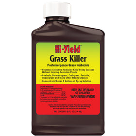 Hi-Yield Grass Killer bottle 8oz for post-emergent lawn weed control.