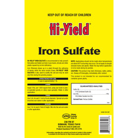 Hi-Yield Iron Sulfate granules close-up improving soil iron availability for plants.