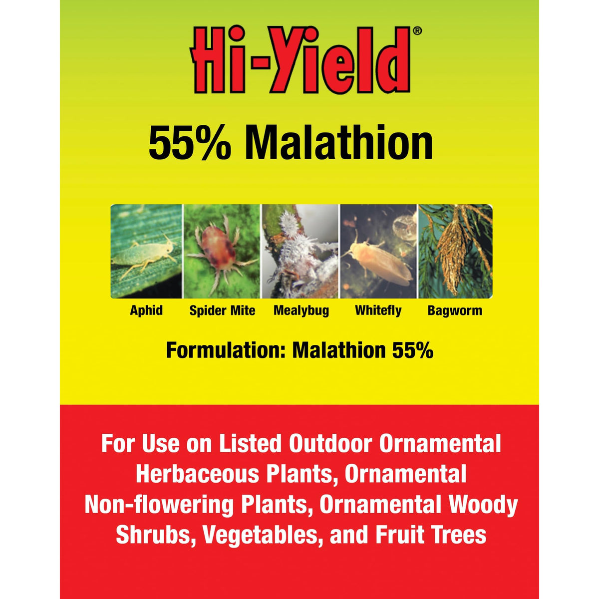 Hi-Yield Malathion spray being applied to plants for pest control