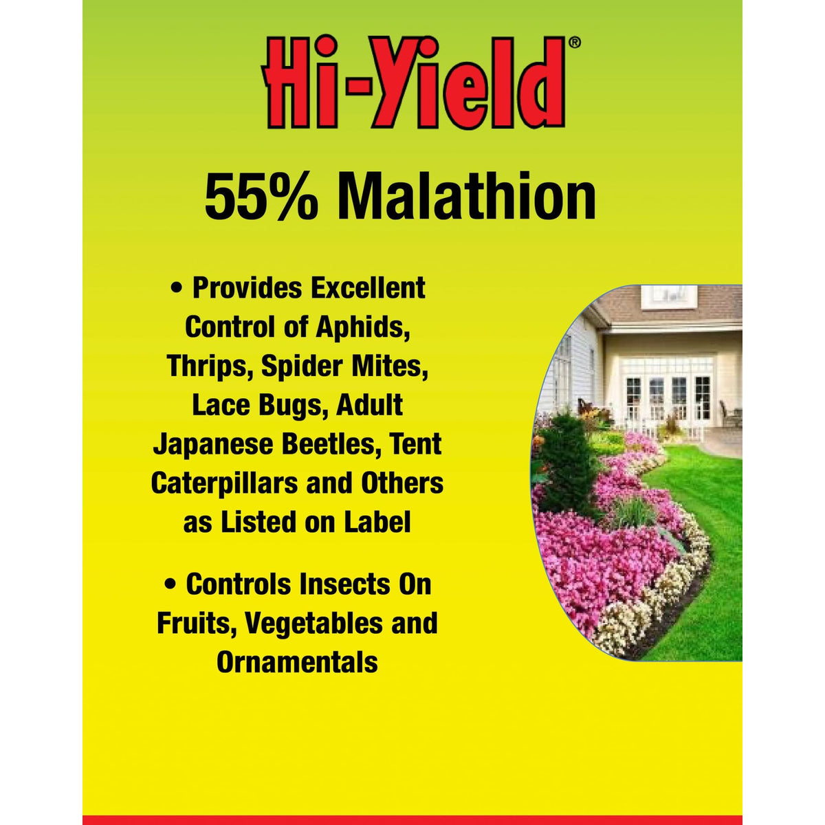 Hi-Yield Malathion spray label with safety and application guidance