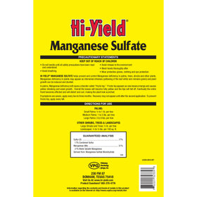 Hi-Yield Manganese Sulfate plant application showing safe use on palms and shrubs