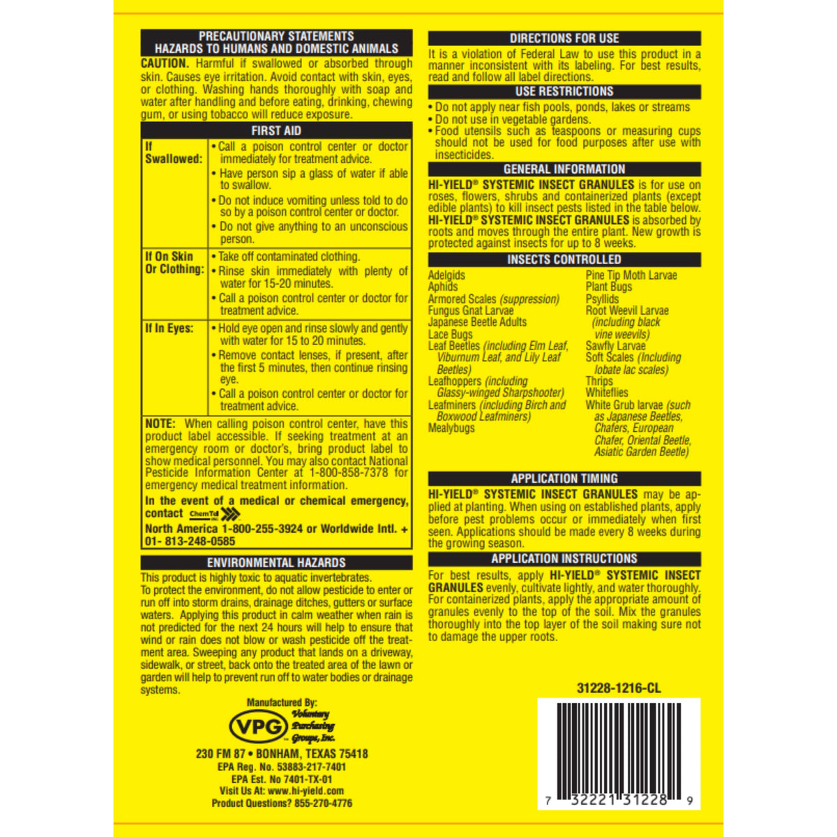 Hi-Yield systemic insect granules root uptake visual, delivering protection through the entire plant