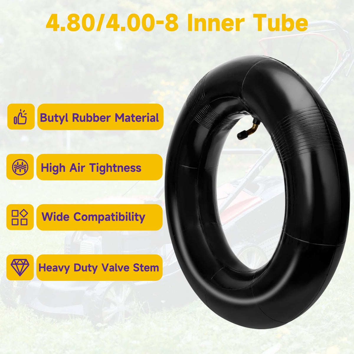 HIAORS 4.80/4.00-8 tube for dollies and trolleys supports heavy loads.