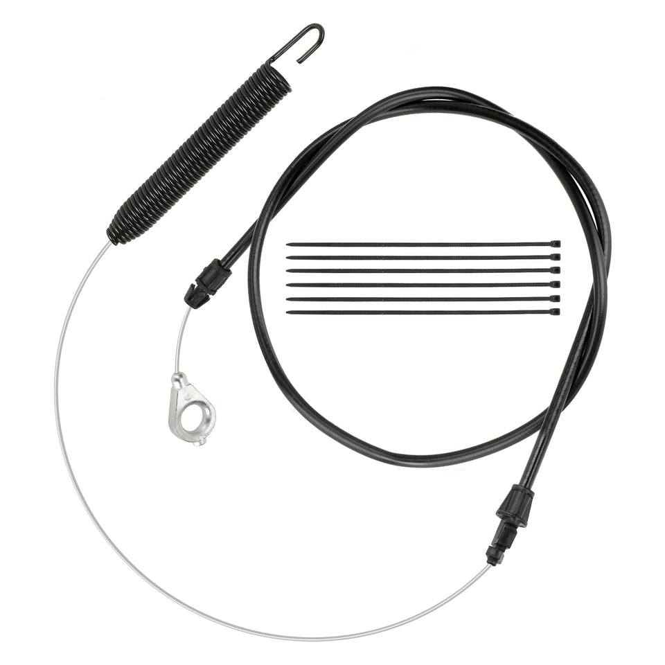 HIAORS deck engagement cable closeup highlighting durable aluminum construction for mower reliability.