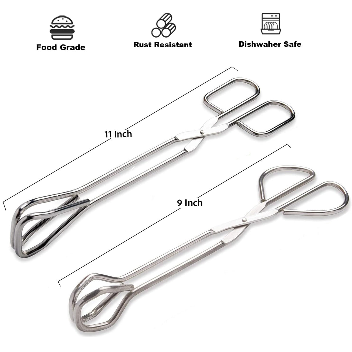 Hiash 9-inch heavy-duty stainless steel tongs offer an ergonomic grip for precise flipping